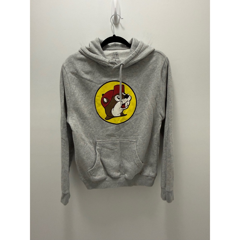 Buc-ee's Beaver Logo Heather Gray Pullover Hoodie Sweatshirt Mens Small
